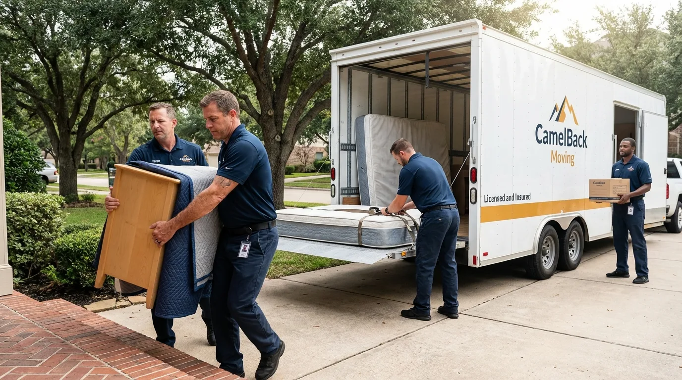 Crew loading residential truck for cross-state move from Clarence, NY